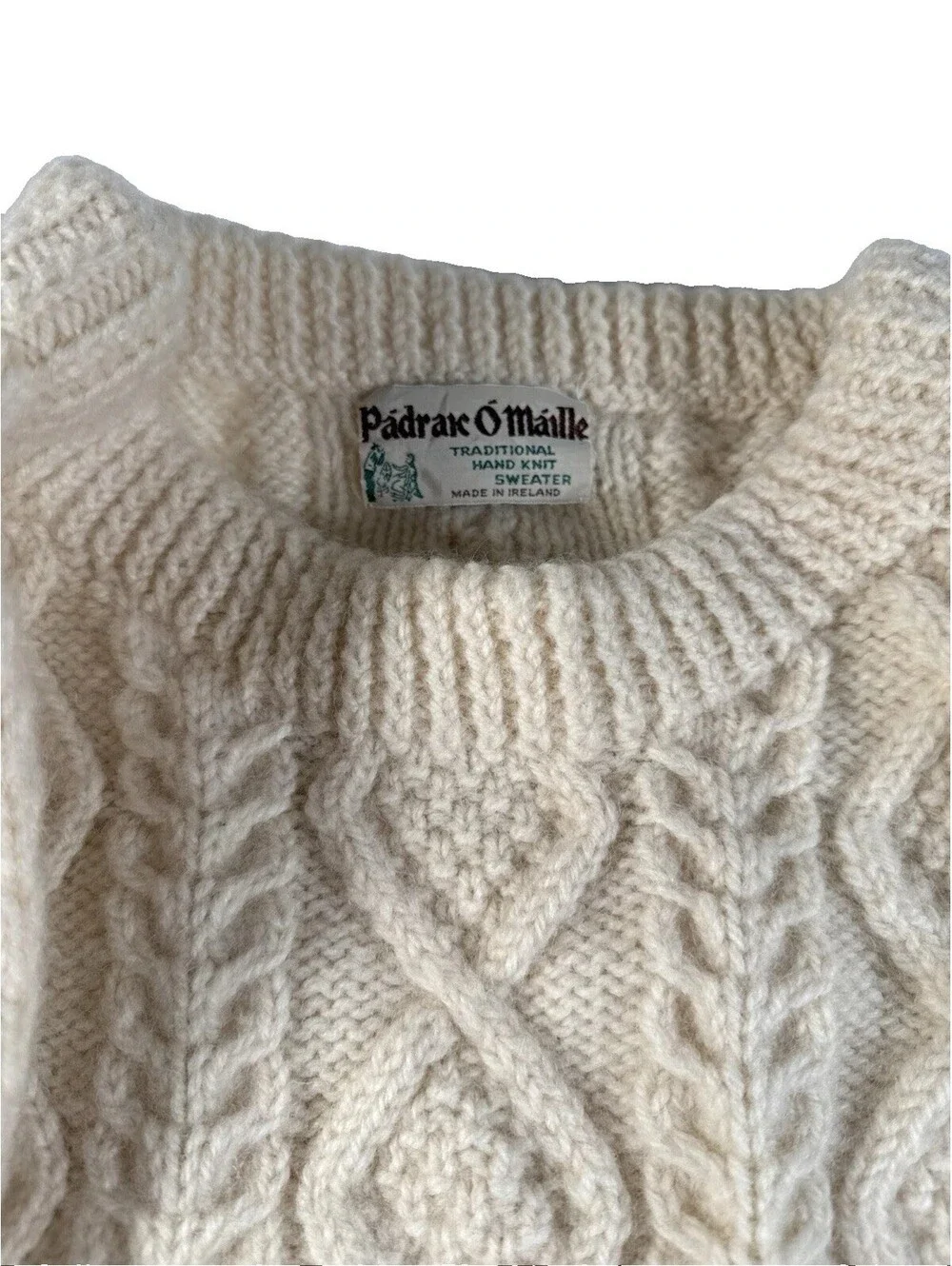 VTG Padraic O'Maille Sweater Mens Large Traditional Cream Hand Knit Ireland XXL